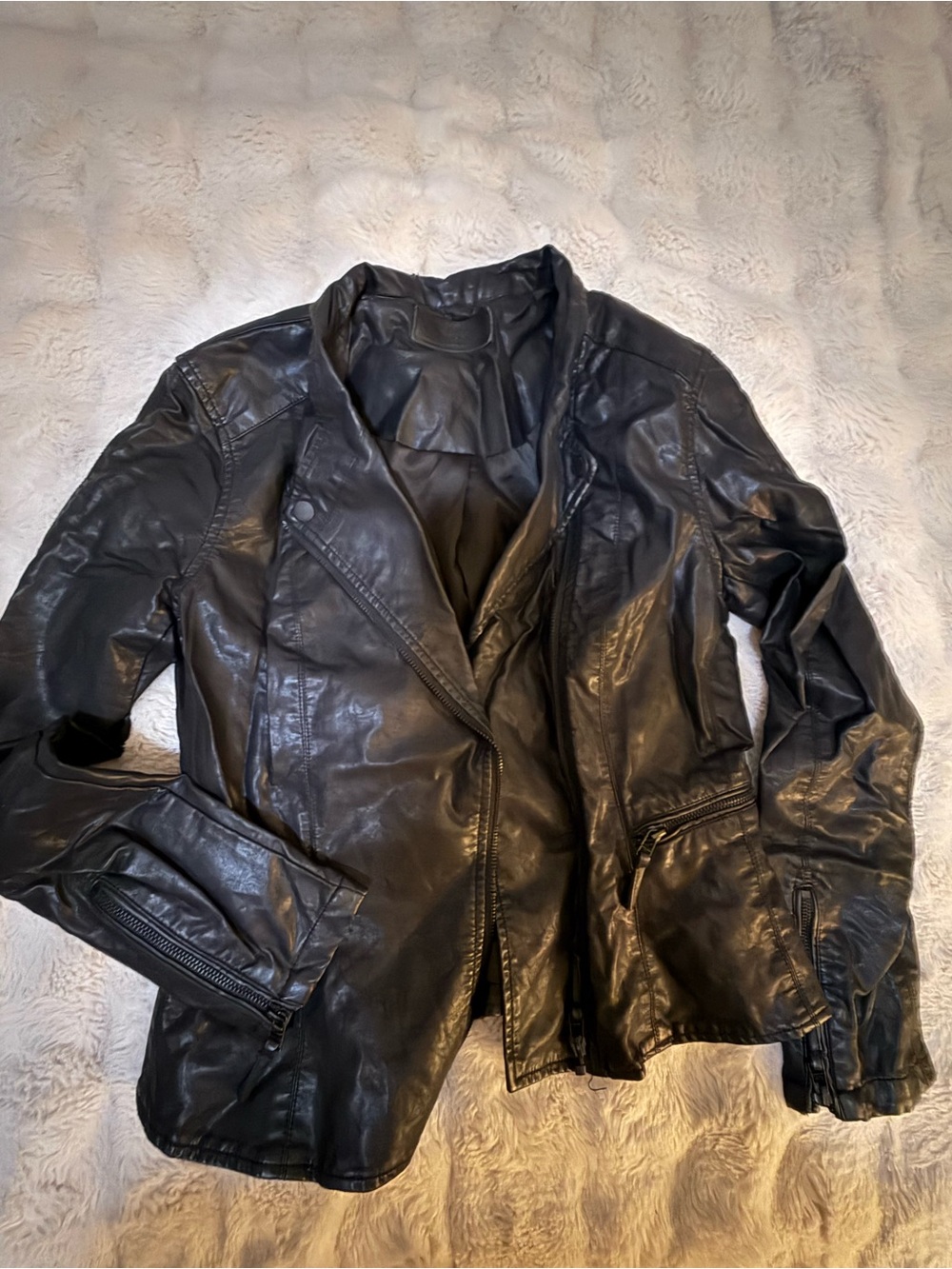 Blank NYC Black Faux Leather Moto Blazer